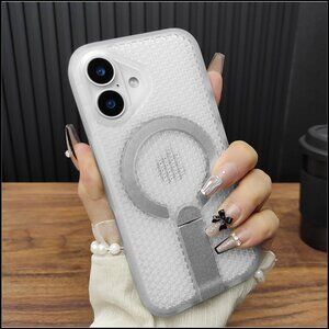 Frosted White Dot Texture MagSafe Ring Stand Case